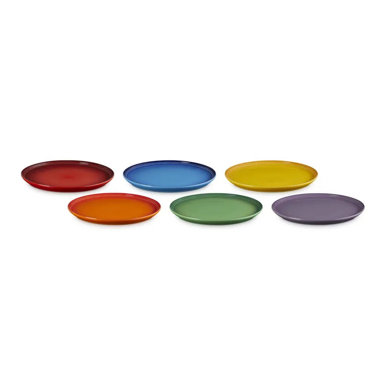 Le Creuset Stoneware Rainbow Coupe Set Of 6 Dinner Plates 27cm