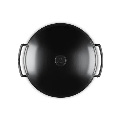 Le Creuset Satin Black Cast Iron Wok With Glass Lid 36cm/4.5 Litres