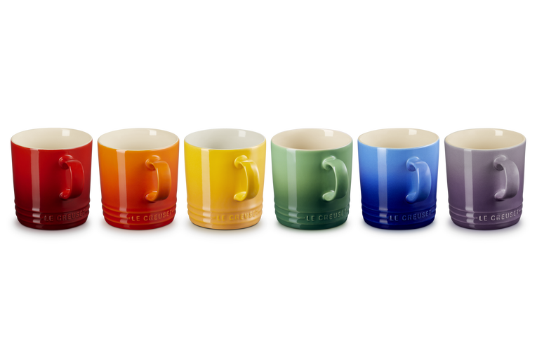 Le Creuset Stoneware Stoneware Rainbow Set Of 6 Coffee Mugs 350ml