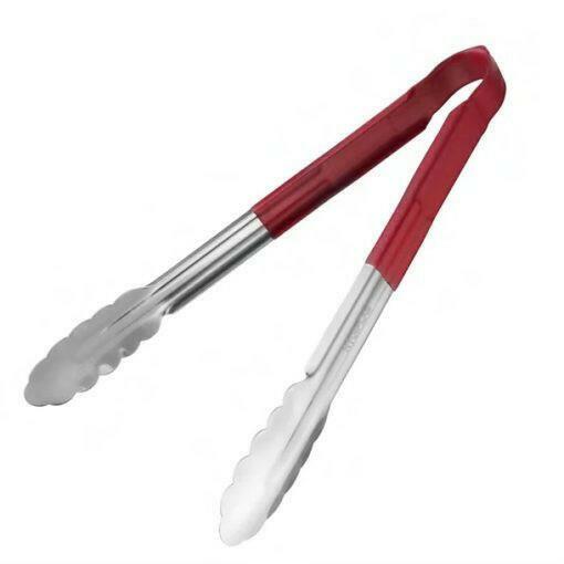 Stainless Steel Colour Code Tong Vinyl Handle Red 29.5cm