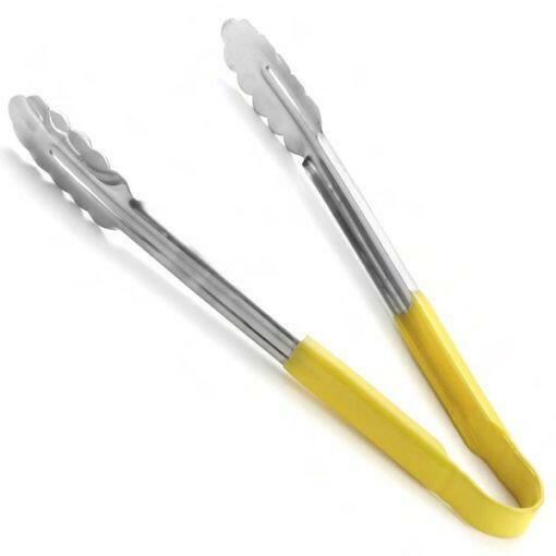 Stainless Steel Colour Code Tong Vinyl Handle Yellow 29.5cm