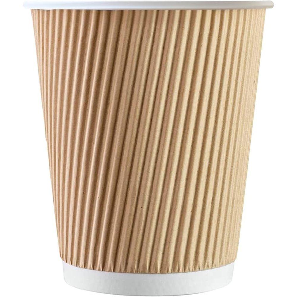 Recyclable Hot Beverage Takeway Cup Kraft Ripple Walled 12oz Case Size 500.
