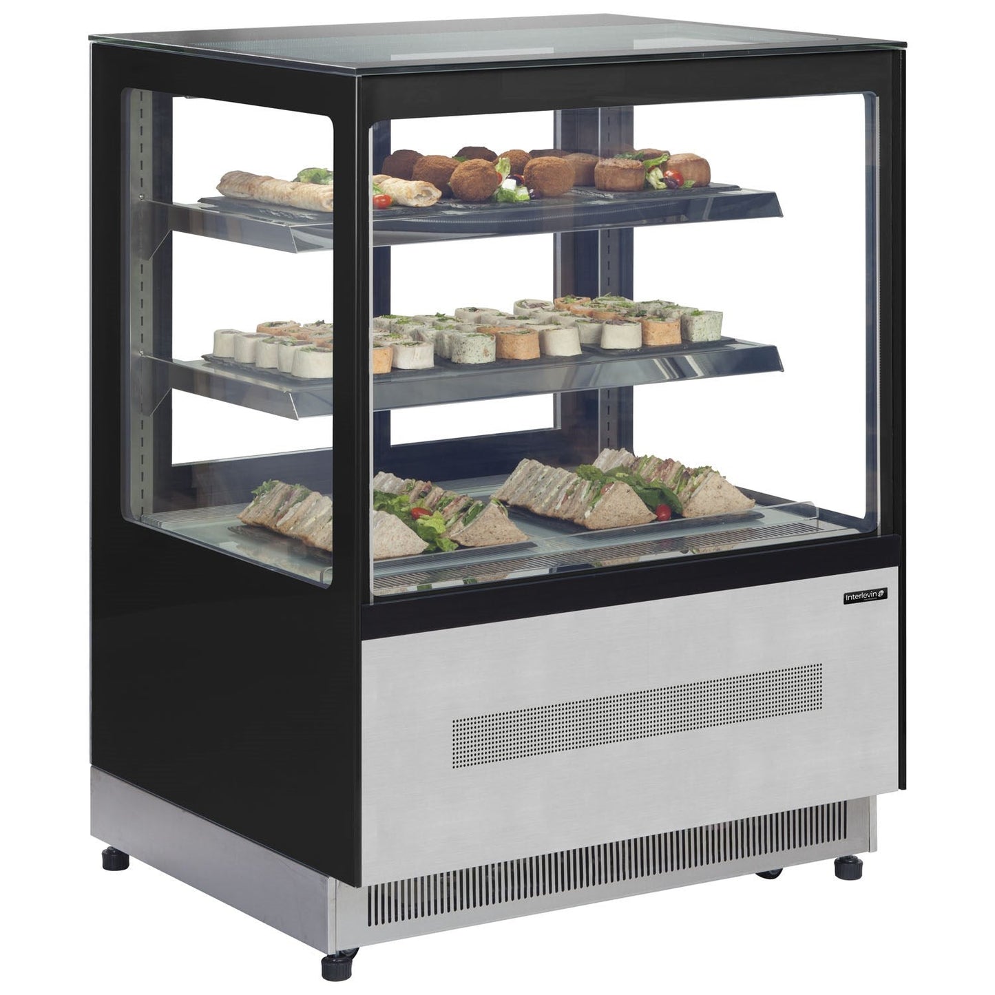 Interlevin LPD1200F Flat Glass Freestanding Patisserie Food Display 1205mm - Cater-Connect Ltd