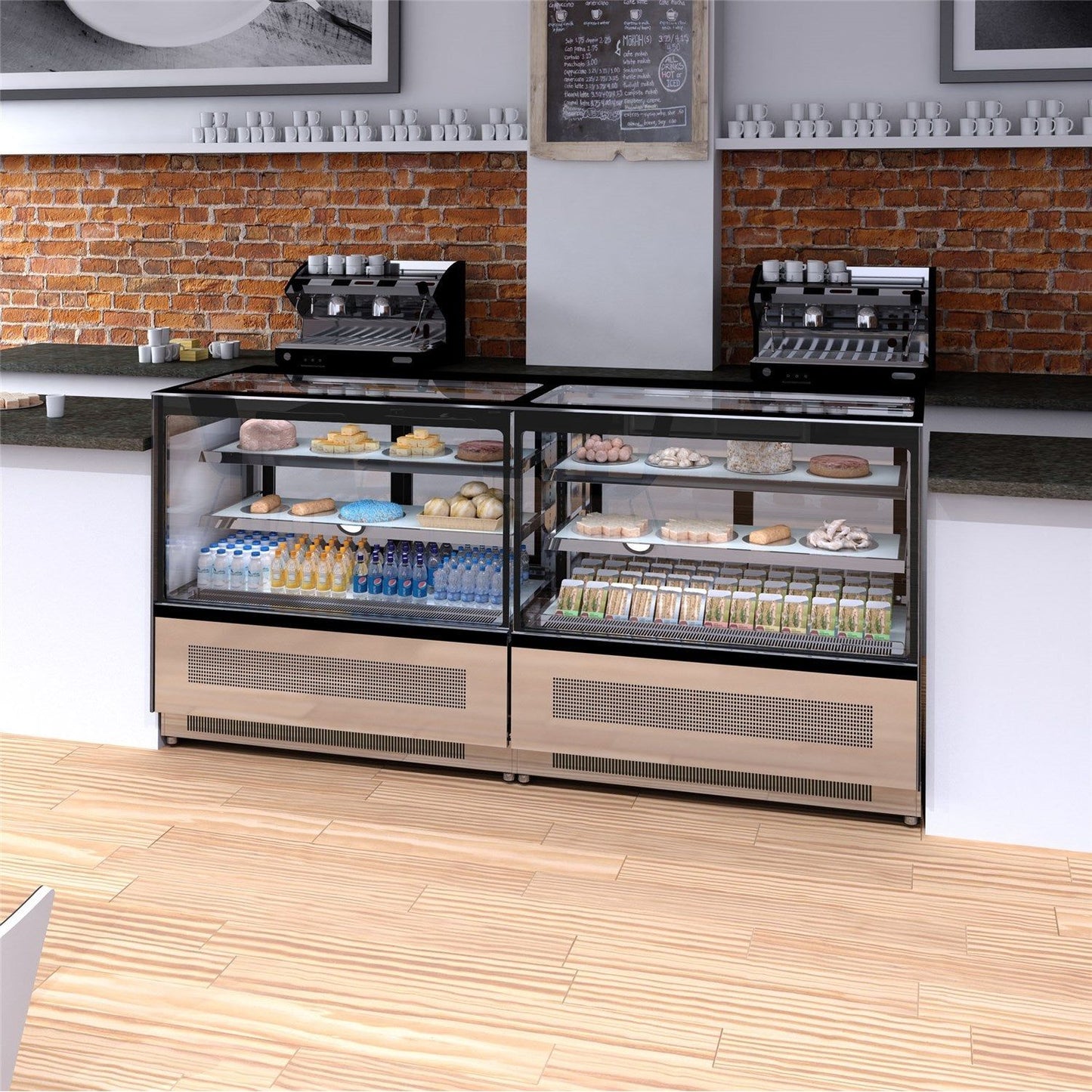 Interlevin LPD1200F Flat Glass Freestanding Patisserie Food Display 1205mm - Cater-Connect Ltd