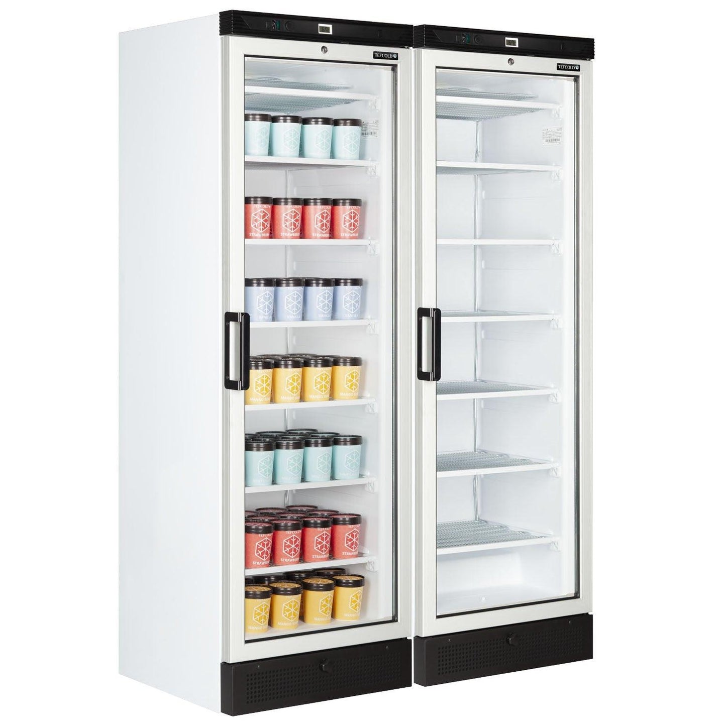 Tefcold UFFS371G Upright Single Glass Door Display Freezer 300L.