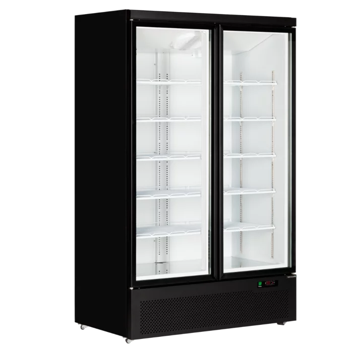Tefcold Atom Maxi C2DB Black Upright Double Glass Door Fridge 1081 Litres