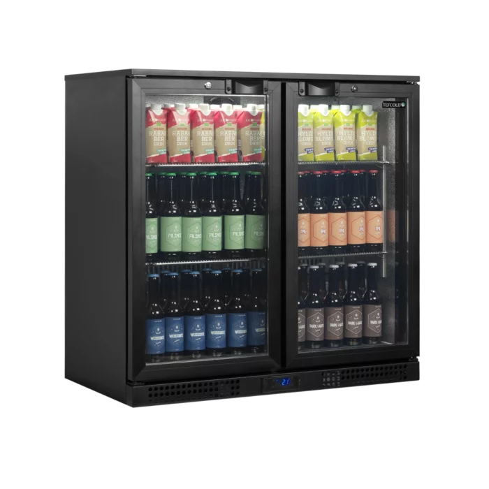 Tefcold BA21H Black Double Door Back Bar Bottle Cooler 196 Litres