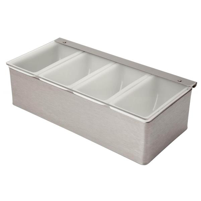 Genware Stainless Steel 4 Part Condiment Holder