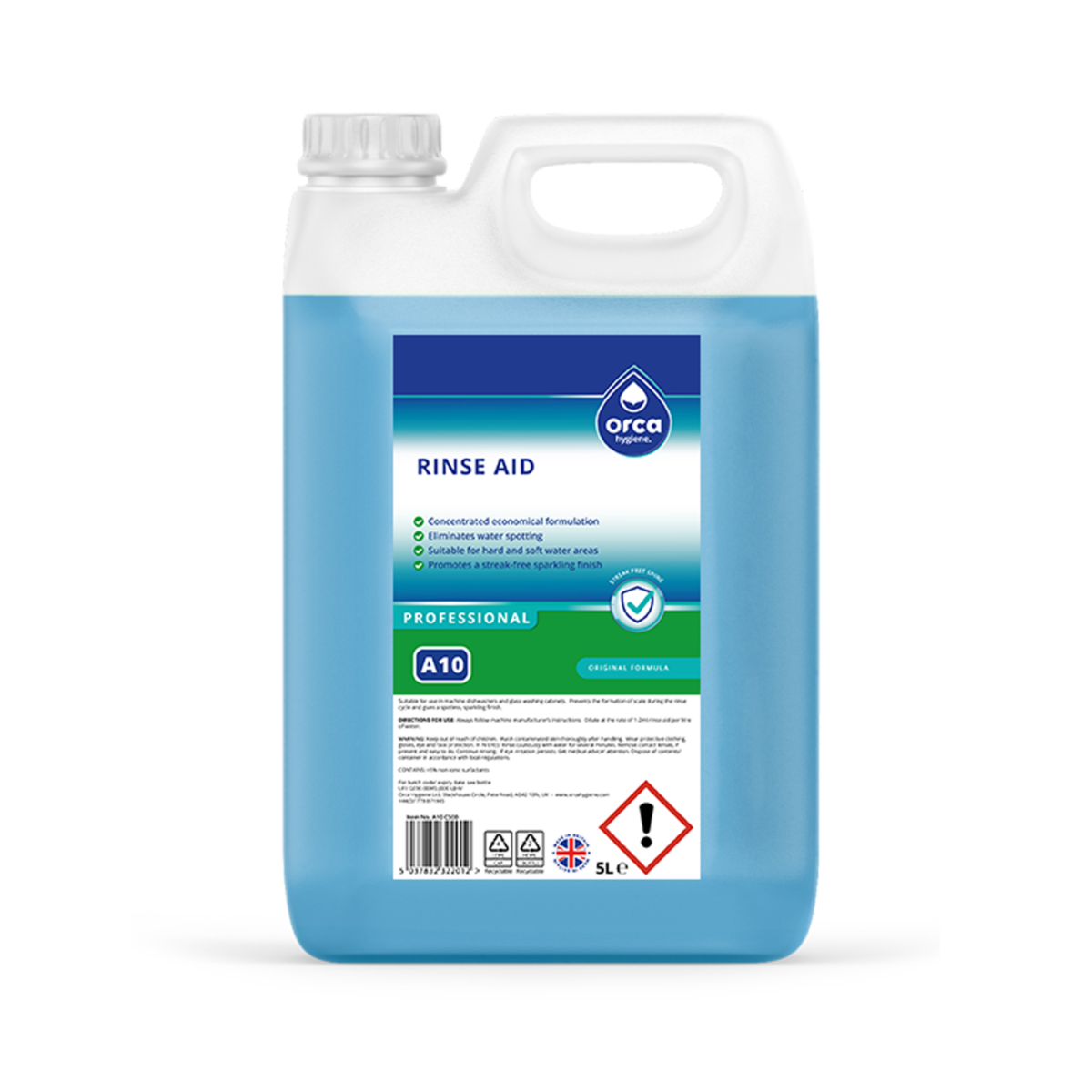 Orca Hygiene A10 Dishwasher Rinse Aid 5 Litres