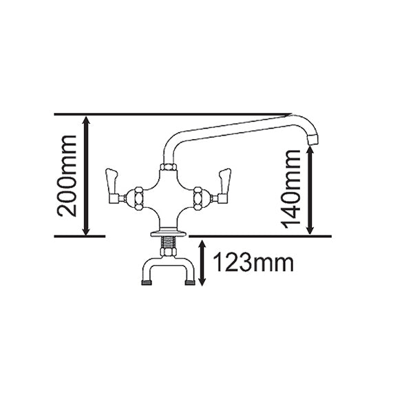 Mechline AJ-B-212L Twin Mixer Swivel Spout Tap 300mm.