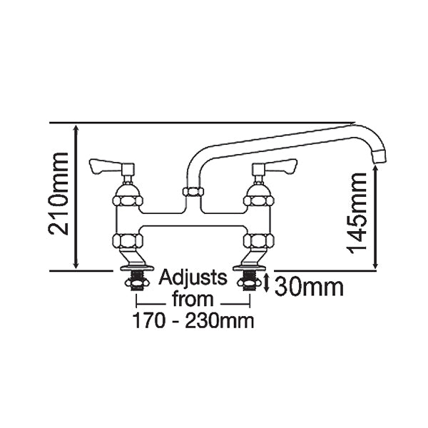 Mechline AquaJet AJ-B-306L Twin Mixer Swivel Spout Tap 150mm.