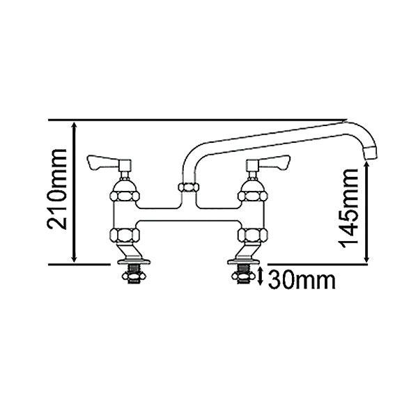 Mechline AquaJet AJ-B-312L Twin Mixer Swivel Spout Tap 300mm.