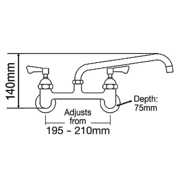 Mechline AJ-W-412L Twin Mixer Swivel Spout Tap 300mm.