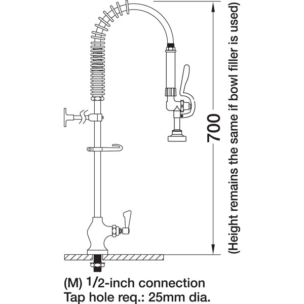 Mechline AQUAJET AJPR10-SH-BF0-E Pre Rinse Spray Hose & Mixer - Cater-Connect Ltd