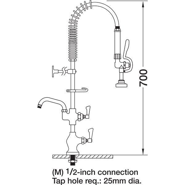 Mechline AQUAJET AJPR10-SH-BF1-E Pre Rinse Spray Hose & Mixer - Cater-Connect Ltd