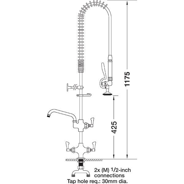 Mechline AquaJet AJPR20-ST-BF2-S Pre Rinse Spray & Bowl Filler.