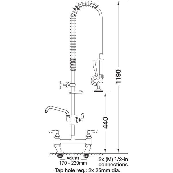 Mechline AquaJet AJPR30-ST-BF2-S Pre Rinse Spray Gun & Bowl Filler.