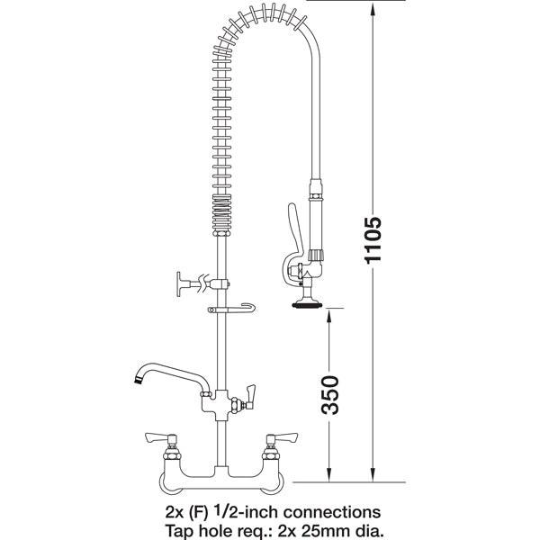 Mechline AquaJet AJPR40-ST-BF2-S Pre Rinse Spray & Bowl Filler.