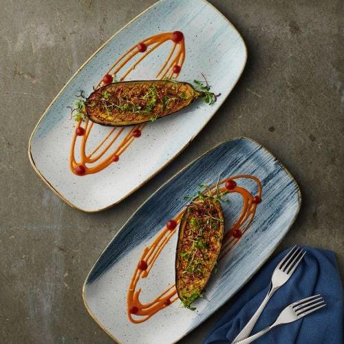 Churchill Stonecast Accents Blueberry Chefs’ Oblong Plate 35.5 x 18.9cm Case Size 6.