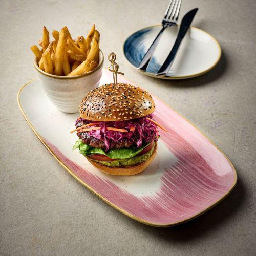 Churchill Stonecast Accents Petal Pink Oblong Plate 35.2x18.7cm Case Size 12.