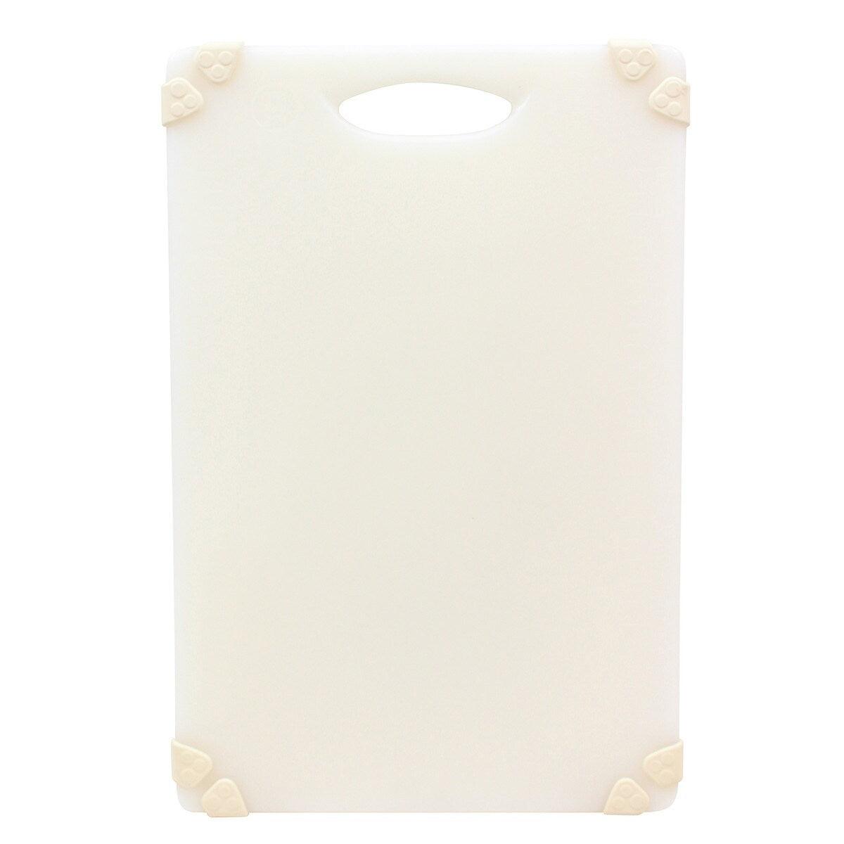 Tablecraft White 18 x 12" Grippy™ Polypropylene Cutting Board.