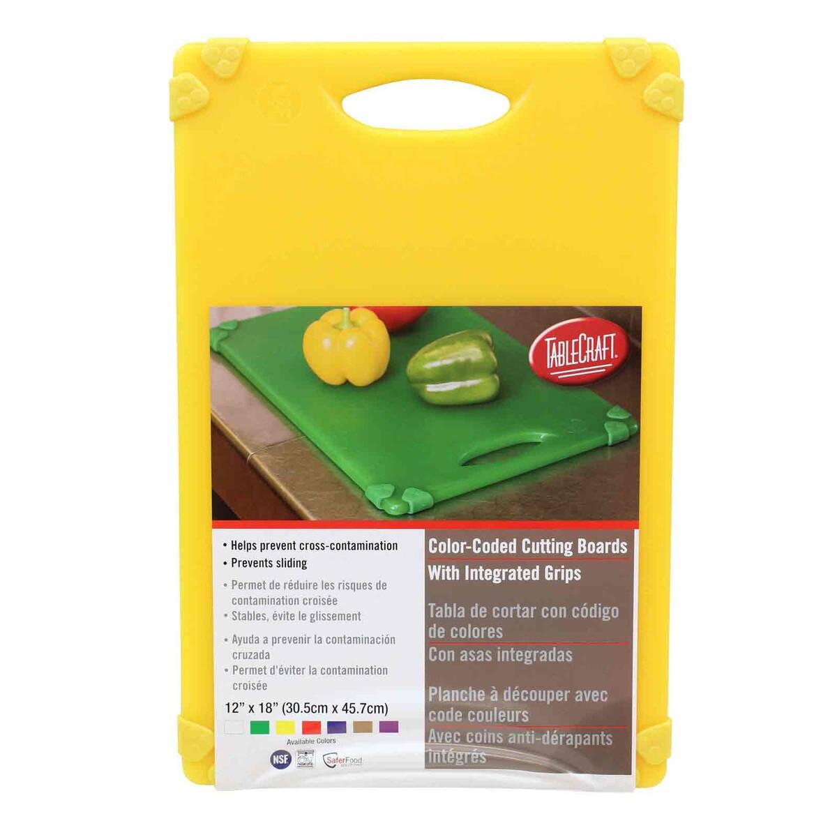 Tablecraft Yellow 18 x 12" Grippy™ Polypropylene Cutting Board.