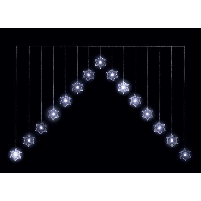 Snowtime Snowflake V Curtain Christmas Lights 15 Ice White LEDs - Cater-Connect Ltd