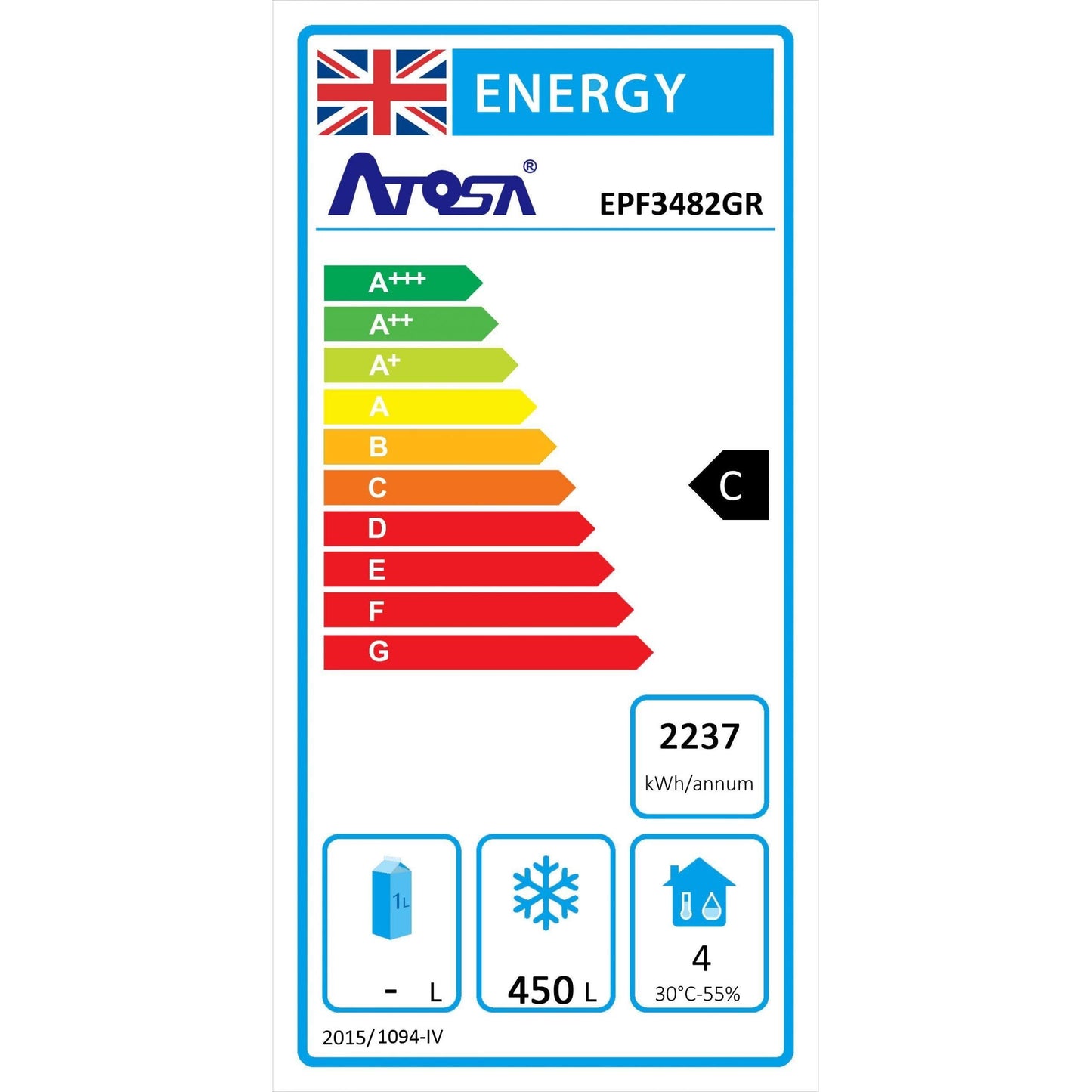 Atosa EPF3442HD Four Door Counter Fridge 560 Litres.