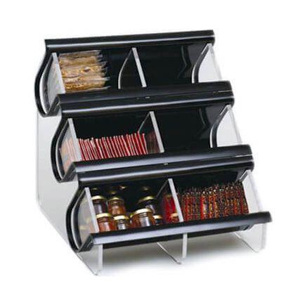 Rosseto Rosseto® Double Unit, Six Compartment Black Acrylic Condiment EZ-Organizer.