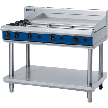 Blue Seal Evolution G518A-LS 2 Burner Gas Cooktop & Griddle Leg Stand Model 1200mm - Cater-Connect Ltd