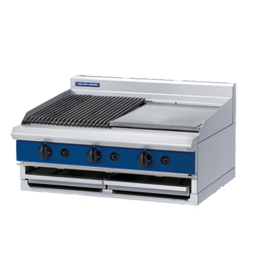 Blue Seal Evolution G596-B Ribbed Chargrill & 450mm Griddle Plate Bench Model - Cater-Connect Ltd