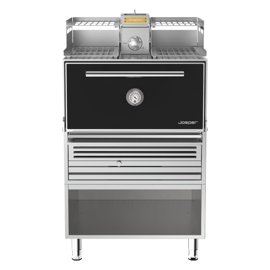 Josper HJX-PRO-L175-WT Large Black Charcoal Oven With Warming Shelve & Table Stand