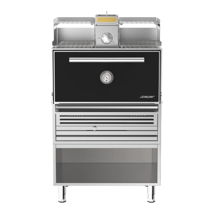 Josper HJX-PRO-M120-WT Medium Black Charcoal Oven With Warming Shelve And Table Stand