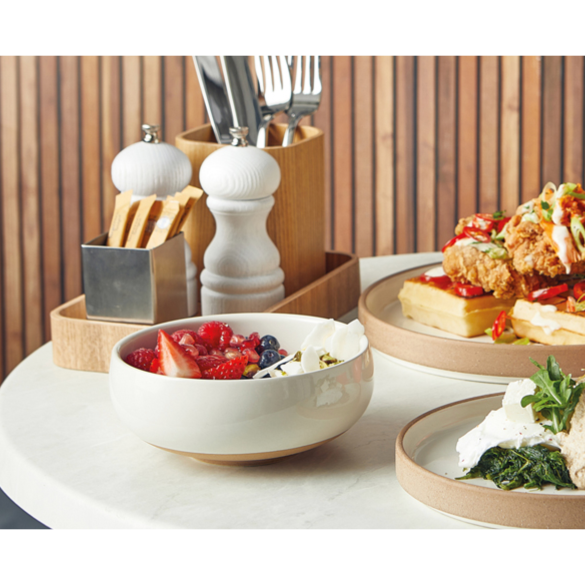 GenWare Kava White Stoneware Belly Bowl 14.5cm / 30cl Case Size 6.