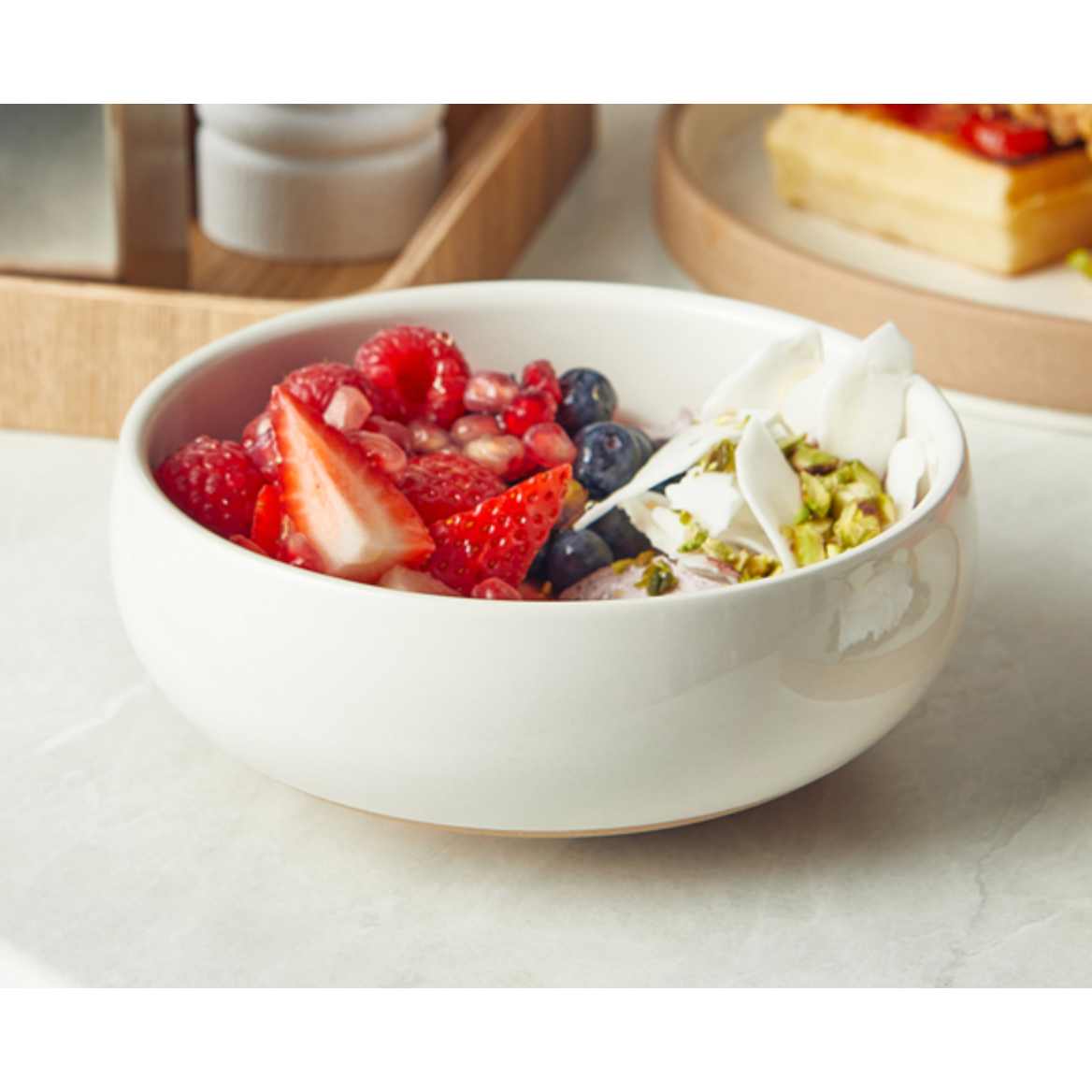 GenWare Kava White Stoneware Belly Bowl 14.5cm / 30cl Case Size 6.