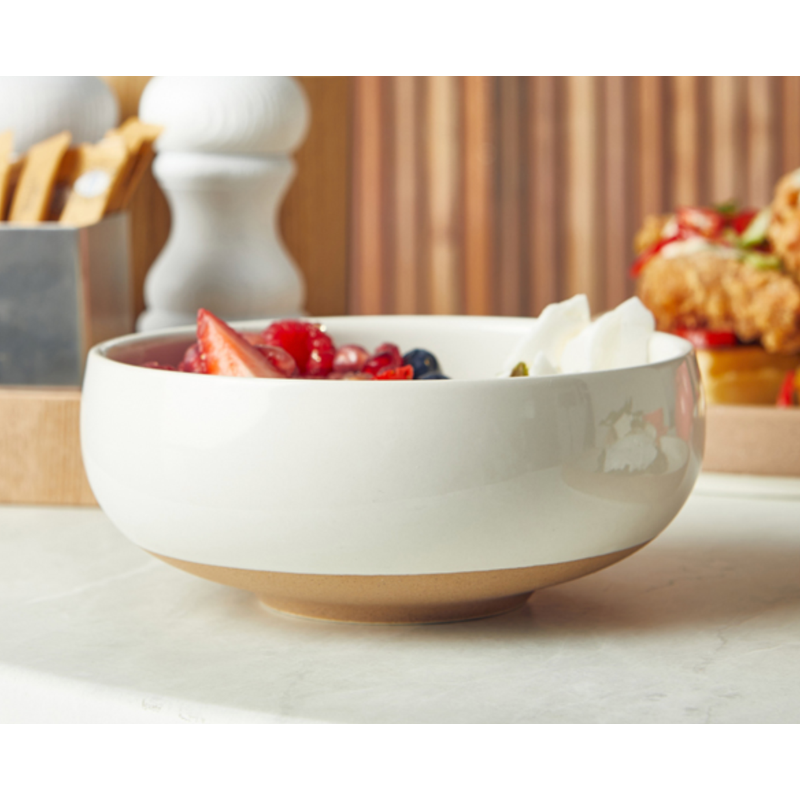 GenWare Kava White Stoneware Belly Bowl 14.5cm / 30cl Case Size 6.