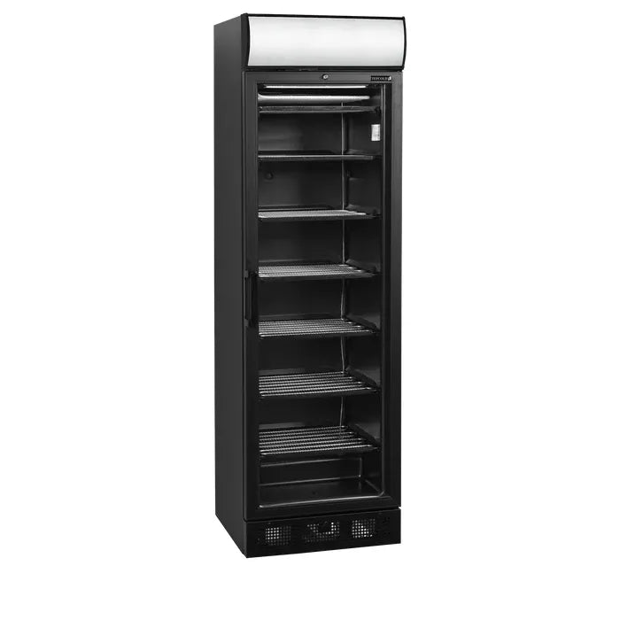 Tefcold UFSC371GCP Upright Black Single Glass Door Display Freezer 300L