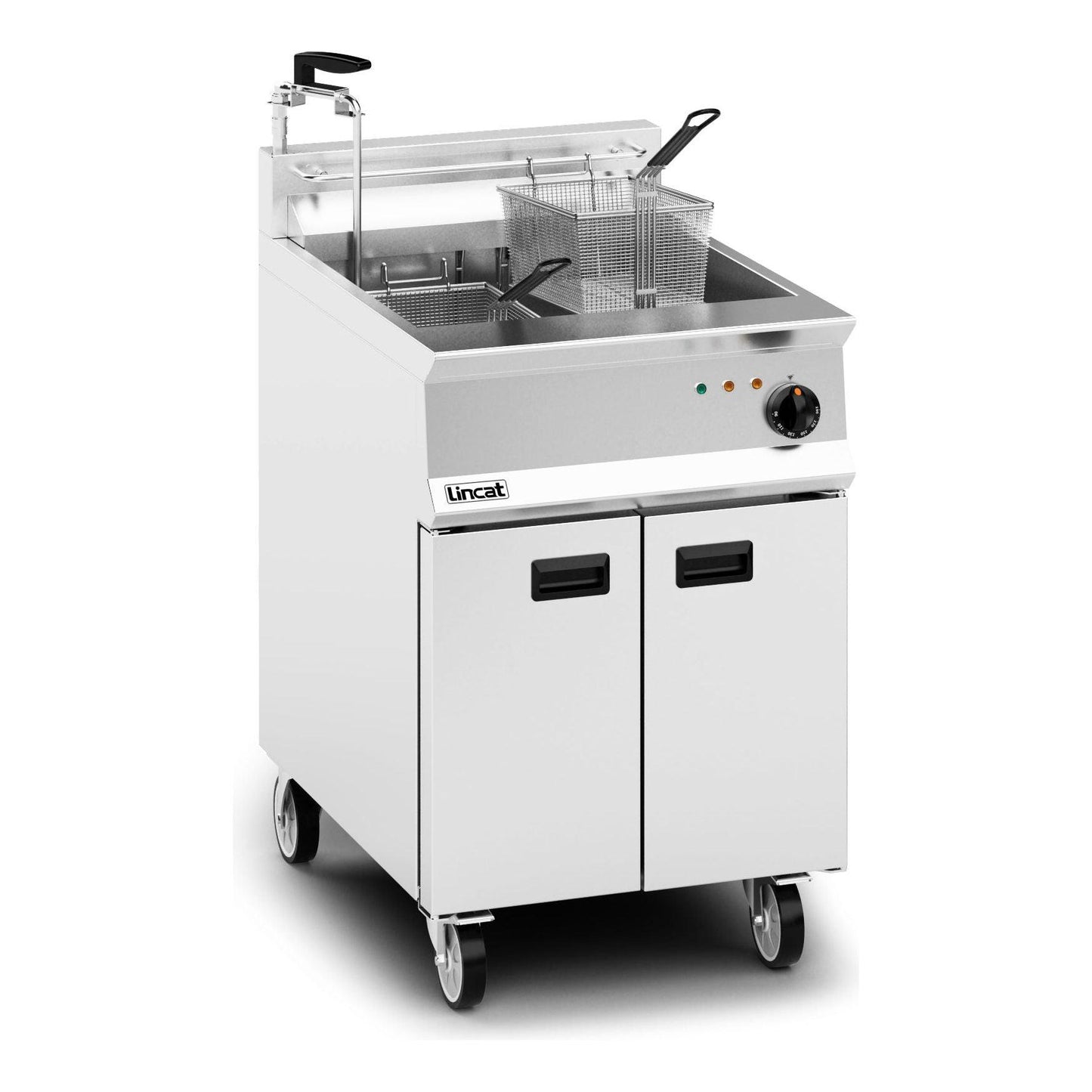 Lincat Opus 800 OE8108/OP Single Tank Twin Basket Electric Fryer With Oil Filtration 37 Litres.