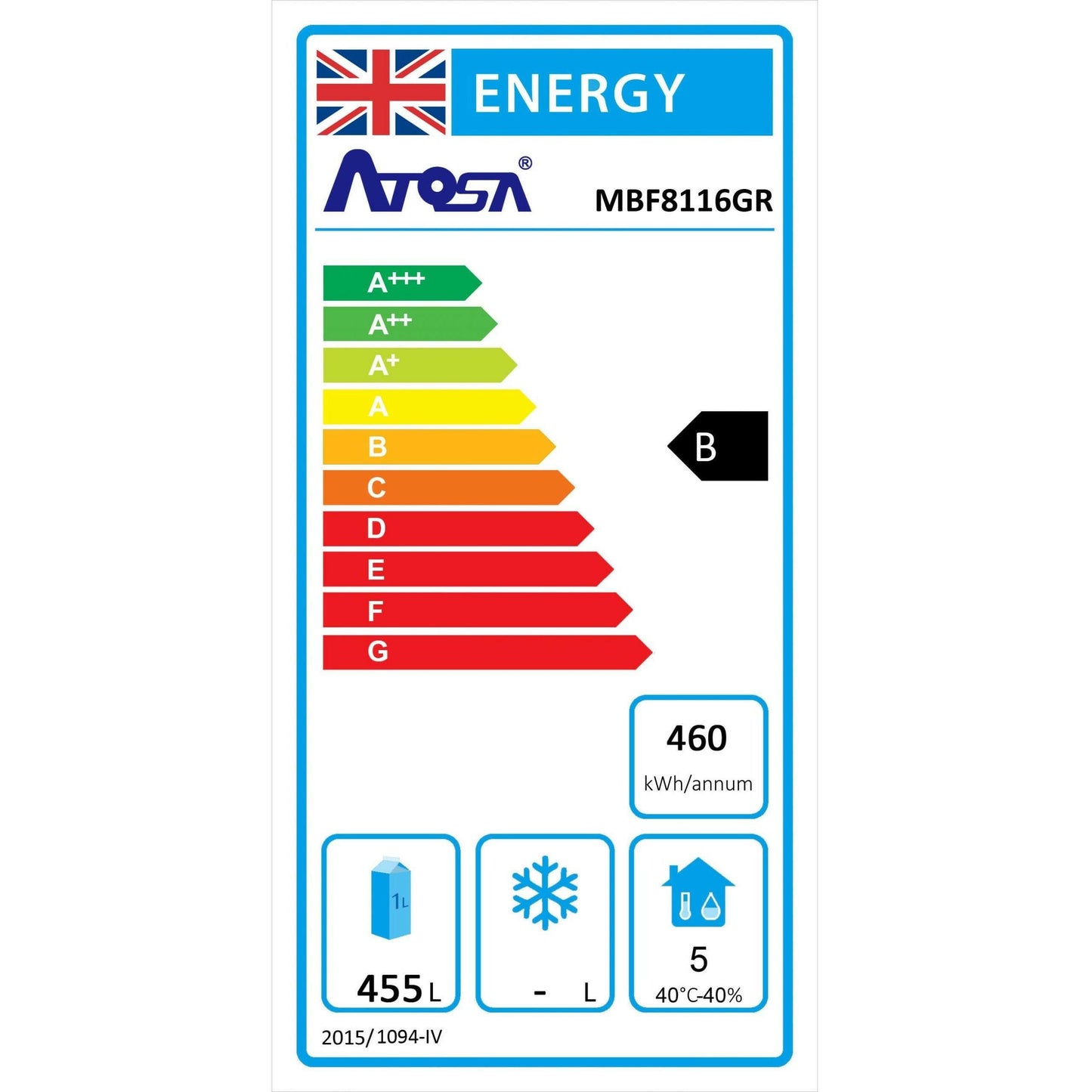 Atosa MBF8116HD Top Mounted Upright Single Door Refrigerator 670 Litres.
