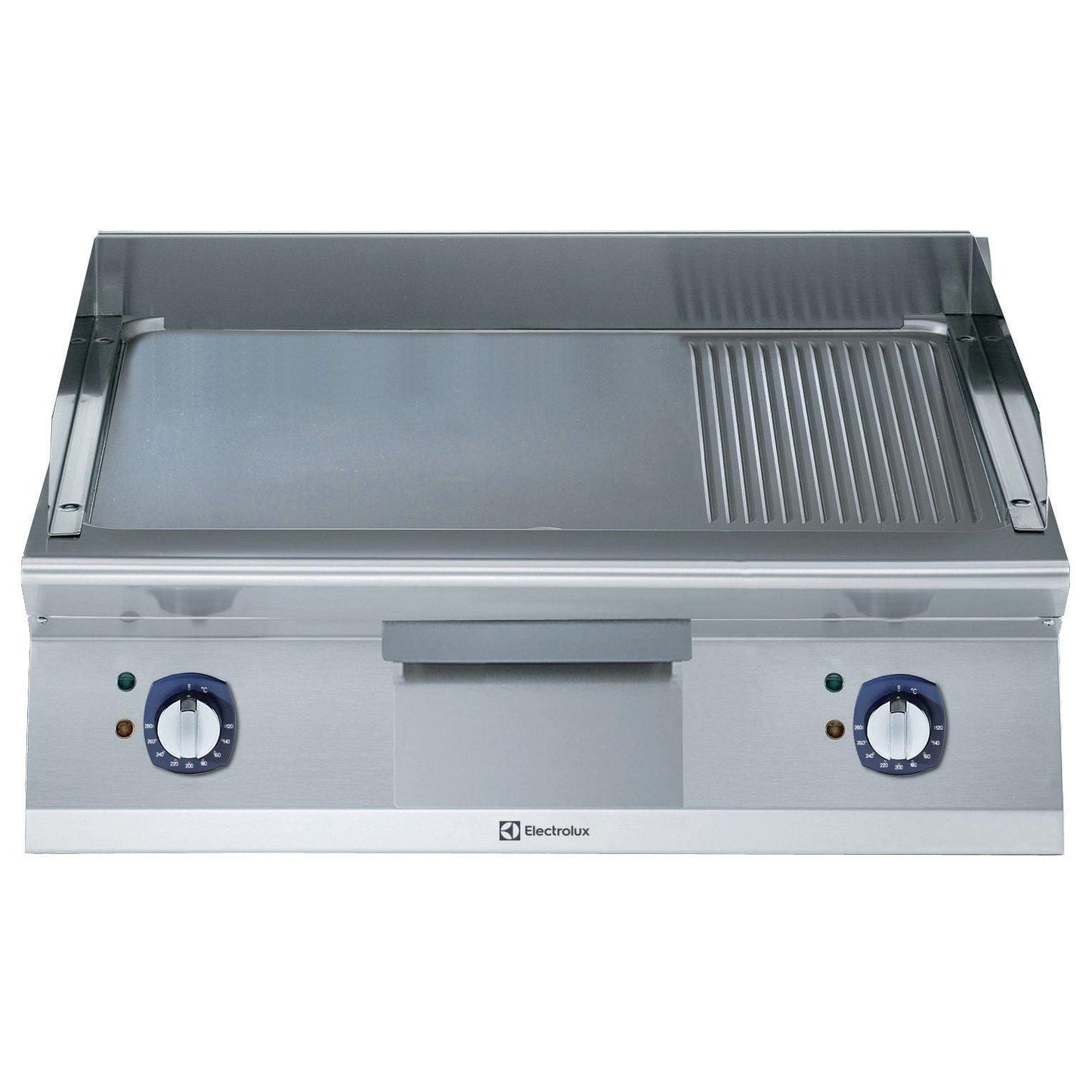 Electrolux Brushed Chrome Smooth & Ribbed Plate Electric Griddle 800mm.
