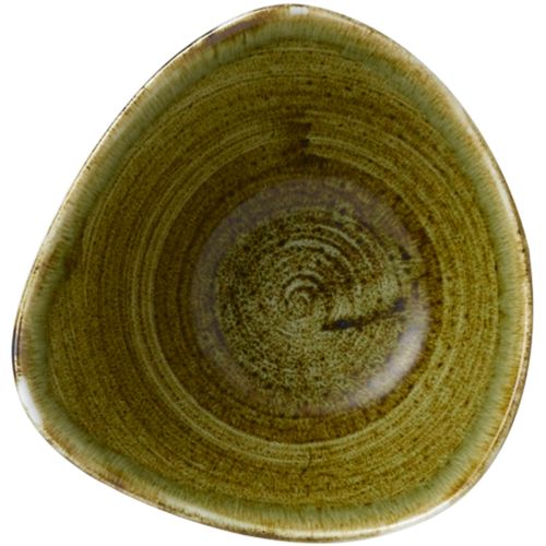 Churchill Stonecast® Triangle Bowl Plume Olive 15.30cm Case Size 12 - Cater-Connect Ltd