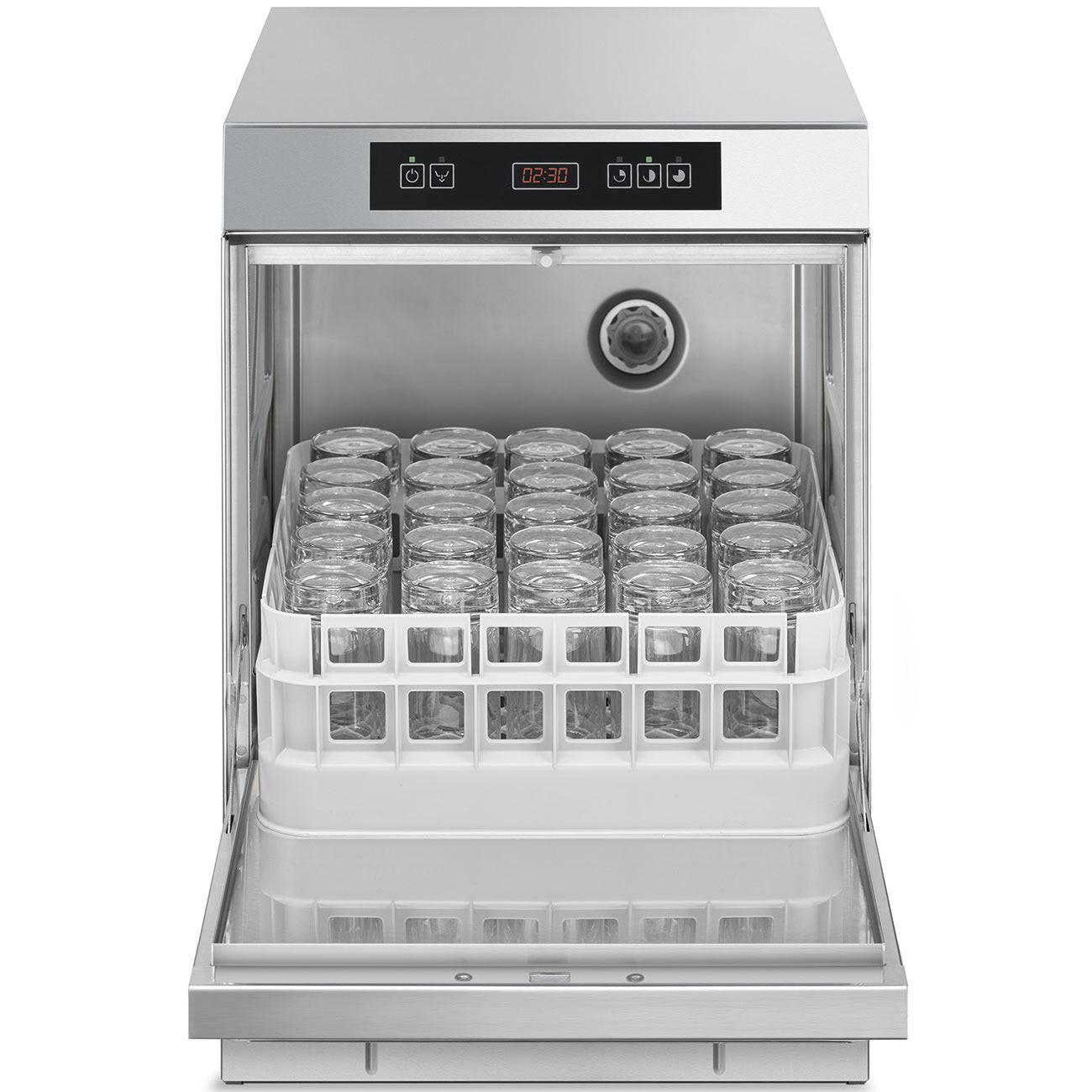 Smeg SPG505S Ecoline Glasswasher 500 x 500mm Basket With Drain Pump & Water Softener.