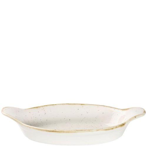 Churchill Stonecast Barley White Oval Eared Dish 12.5 x 23.2cm/4.88 x 9.13" 380ml/13.37oz Case Size 12 - Cater-Connect Ltd
