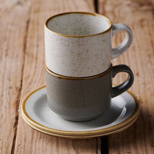 Churchill Stonecast Barley White Stacking Cup 227ml/8oz Case Size 12 - Cater-Connect Ltd