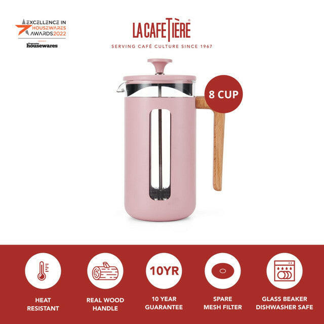 La Cafetière Pisa Cafetiere Pink 8-Cup 1 Litre - Cater-Connect Ltd