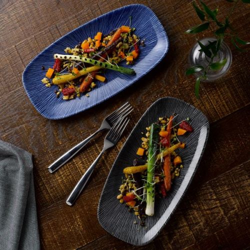 Churchill Studio Prints Agano Black Chefs Oblong Plate 18.9 x 35.5cm/7.44 x 13.94" Case Size 6 - Cater-Connect Ltd