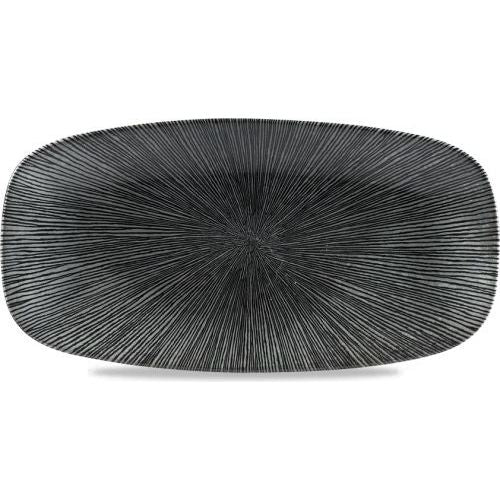 Churchill Studio Prints Agano Black Chefs Oblong Plate 18.9 x 35.5cm/7.44 x 13.94" Case Size 6 - Cater-Connect Ltd