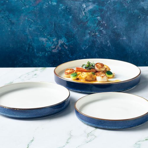 GenWare Terra Porcelain Aqua Blue Two Tone Presentation Plate 26cm Case Size 6