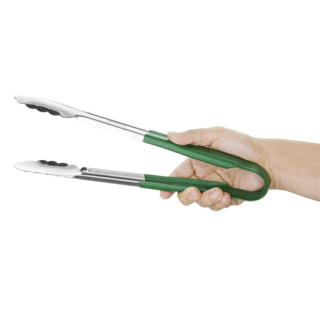 Hygiplas Colour Coded Green Serving Tongs 300mm - Cater-Connect Ltd
