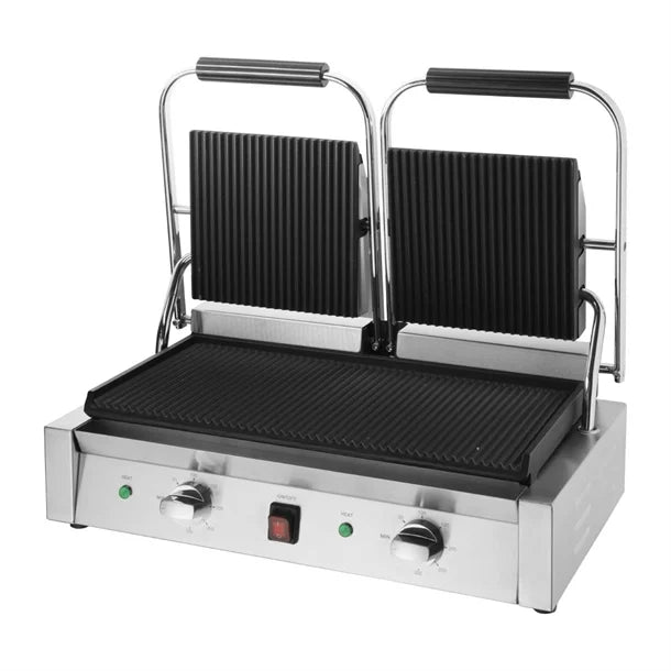 Buffalo CU604 Bistro Double Ribbed Contact Grill 2.9kw - Cater-Connect Ltd